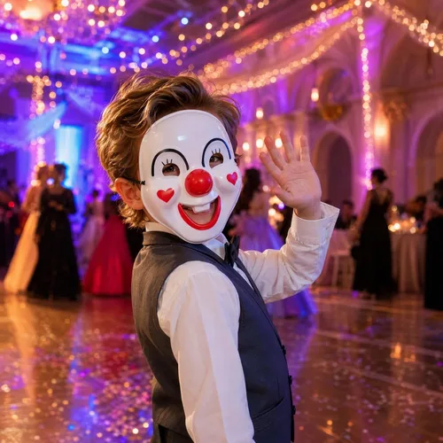 Vista 8 de Homoyoyo 2 máscaras de payaso de Halloween de plástico para mascarada