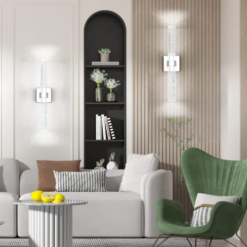 Vista 4 de Aipsun Lámparas de baño, luces cromadas con cristal de burbujas, accesorios de iluminación modernos de 19.7 pulgadas, accesorios de iluminación