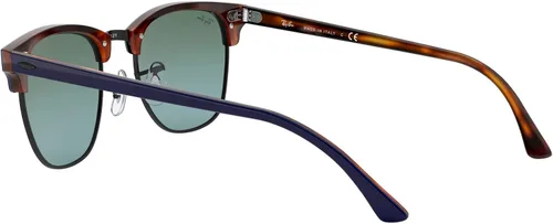 Vista 5 de Ray-Ban RB3016F Clubmaster Low Bridge Fit Square Sunglasses, Blue On Red HavanaBlue Mirrored Gradient Fuchsia, 55 mm