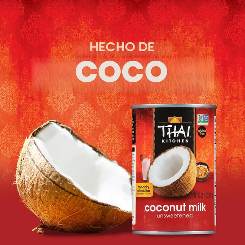 Vista 4 de Thai Kitchen leche de coco sin gluten y sin azúcar, 13.66 onzas líquidas