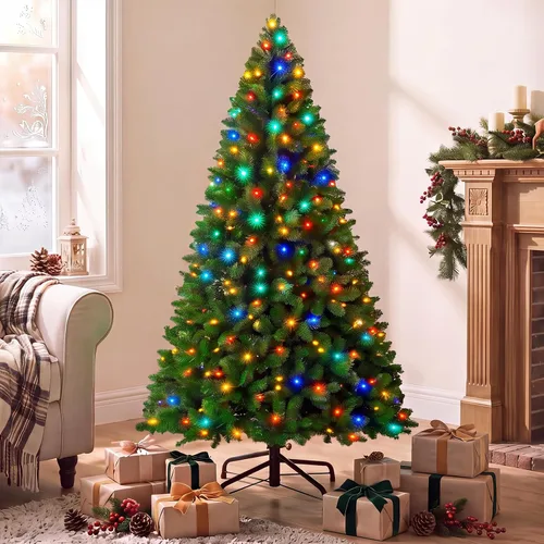 Vista 26 de Árbol de Navidad flocado de nieve preiluminado de 4.5 pies con Flocado-multi