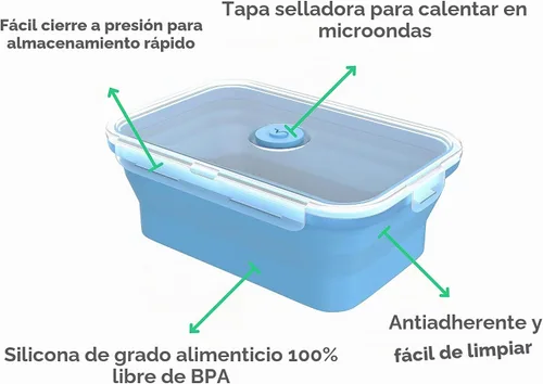Vista 3 de Vremi - Recipientes de silicona para almacenamiento de alimentos con tapas de plástico herméticas sin BPA
