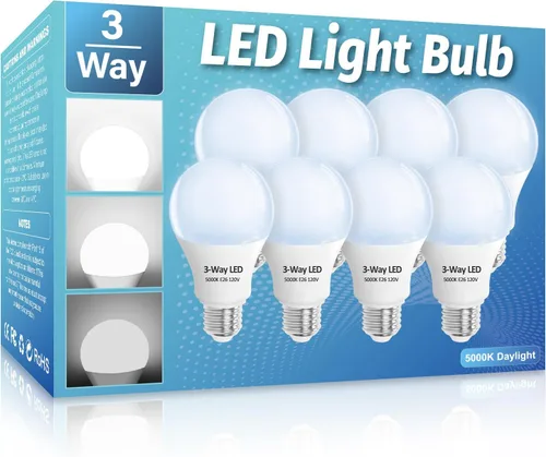 Vista 31 de Bombillas LED de 3 Vías Paquete de 2, Bombillas de 3 Vías 30 70 100 Blanco Suave 3000K, Base Media E26 A19 Bombilla de Tres Vías, Bombilla