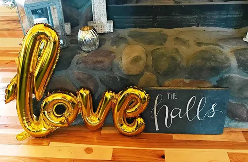 Vista 4 de Gran Banner de Globos de Oro de Lámina de Amor, Globos de Letras de Lámina de Mylar de 42 Pulgadas de Oro para Decoraciones de Boda, Día de San