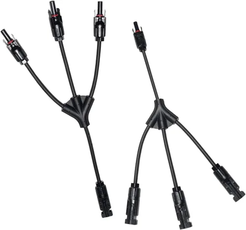 Vista 9 de ELFCULB 1 par de conectores de panel solar, 1 pie de cable adaptador paralelo de rama en Y, 1 macho a 2 hembras (M/FF) y 1 hembra a 2 machos (F/MM)