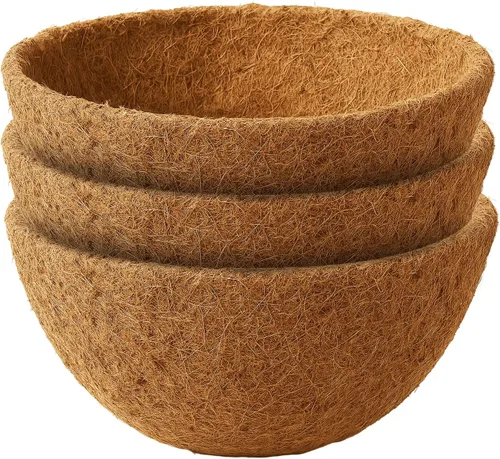 Vista 9 de Forro redondo de fibra de coco de 12 pulgadas para plantas, paquete de 2 macetas redondas de coco natural para macetas colgantes, cajas de ventana