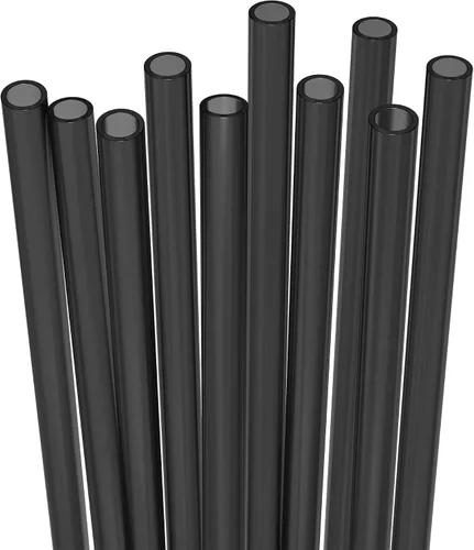 Vista 5 de Fiesta First 10 Pajitas de Plástico Duro Reutilizables Largas para Beber, Ancho Medio + Cepillo de Limpieza Resistente - para Vasos, Frascos Mason