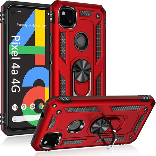 Vista 12 de ADDIT Funda 4A 4G para Google Pixel 4a 4G, con anillo de soporte, soporte ajustable, grado militar, protección resistente, a prueba de golpes
