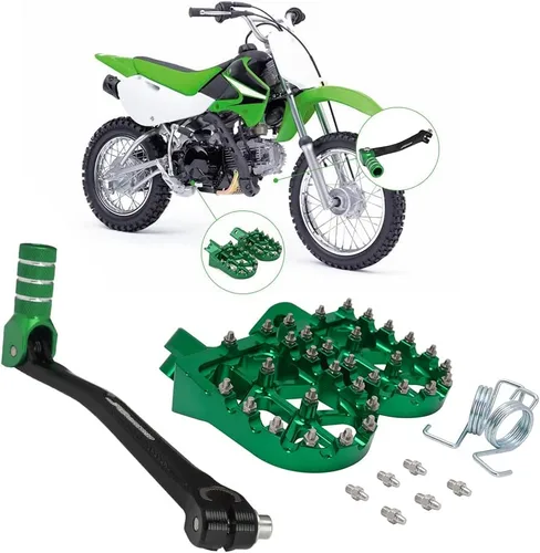Vista 11 de JFG RACING Palanca de cambios plegable para motocicleta + estriberas para moto de cross CNC universal para 50cc - 125cc CRF CR XR RM KX KLX YZ TTR