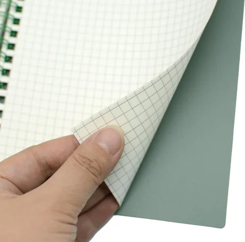 Vista 7 de Yansanido Cuaderno de espiral, 4 unidades de papel cuadriculado de plástico grueso A5, 4 colores, 80 hojas, 160 páginas para estudio y notas
