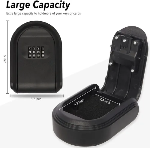 Vista 2 de Caja magnética para llaves para debajo del coche, esconde una llave en el exterior con caja de cerradura de combinación, caja fuerte de seguridad