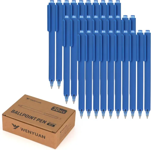 Vista 8 de WY WENYUAN Bolígrafos a granel, paquete de 30 bolígrafos negros de bola (punta media de 1.0 mm) - Bolígrafos de escritura suave sin manchas tipo