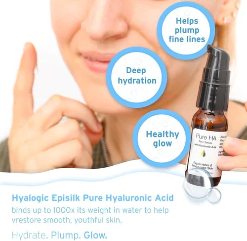 Vista 2 de Hyalogic Suero de ácido hialurónico puro, suero facial ultra hidratante para hidratación de la piel, productos para el cuidado de la piel sin