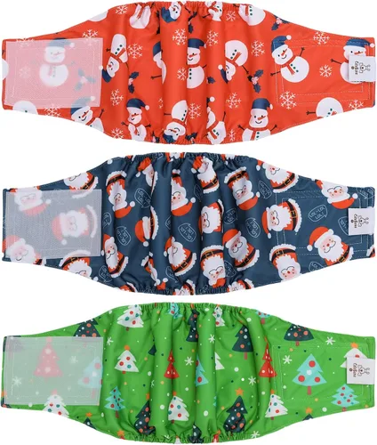 Vista 70 de CuteBone - Pañales lavables para perro macho, banda abdominal, paquete de 3 unidades, color negro, modelo DM54XS