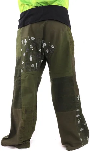 Vista 4 de jing shop Pantalones de pescador tailandés Patchwork