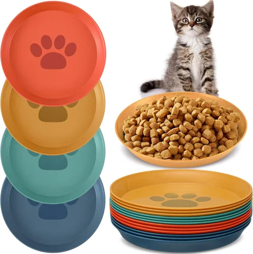 Vista 10 de Gerrii 12 cuencos redondos de 6 pulgadas para aliviar la fatiga de la barba, platos húmedos para gatos de 6 pulgadas, platos anchos y pequeños