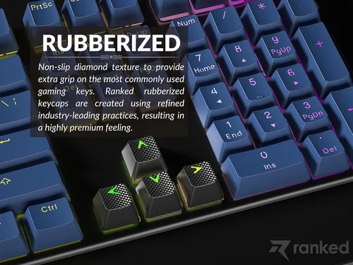 Vista 3 de Ranked Juego de teclas de goma Double Shot translúcido Perfil OEM para teclado mecánico para juegos (negro, 23 teclas)