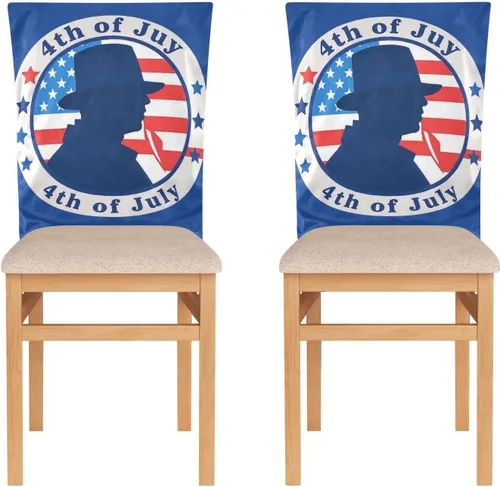 Vista 2 de 4th of July Independence Dayblue Silhouette Decorative Chair Seat Cover for Hotel Soft Dining Room Seat Covers cubre sillas para comedor Set of 6