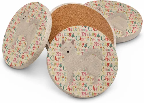 Vista 115 de Abyssinian Sand Terrier Merry Christmas - Posavasos grandes de piedra arenisca (4 unidades)