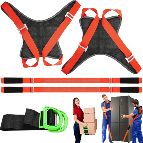 Vista 9 de Correas para mover muebles con hebilla en el pecho, correa de elevación para 2 mudanzas, correas de hombro para mover con correa de elevación para 1