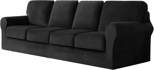 Vista 17 de Funda de sofá con fundas de cojín de asiento separadas y fundas de respaldo, fundas elásticas para sofá, fundas protectoras de terciopelo