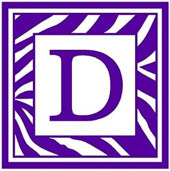 Vista 7 de Zebra Decorative D Initial - Vinyl Decal Sticker - 3.75" x 3.75" - Black Negro