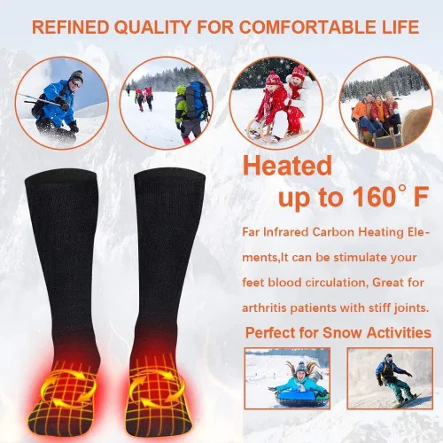 Vista 5 de wissblue Calcetines térmicos con batería AA, calcetines eléctricos térmicos recargables, calcetines de algodón cálidos de invierno para ciclismo