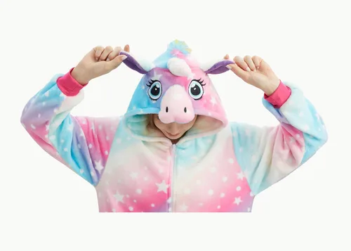 Vista 5 de NewCute Pijama unisex de una pieza de unicornio para adultos, disfraz de Halloween