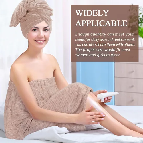 Vista 57 de 4 toallas envolventes para mujer, bata de spa con cierre ajustable, parte superior elástica, envoltura ligera para baño y ducha