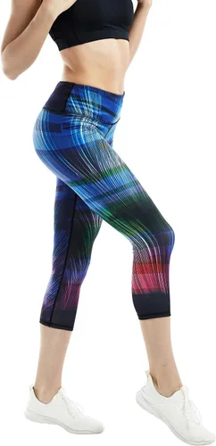 Vista 4 de COOLOMG Pantalones de yoga para mujer, mallas capri para correr, leggings de tiro bajo, entrenamiento, gimnasio con bolsillos ocultos