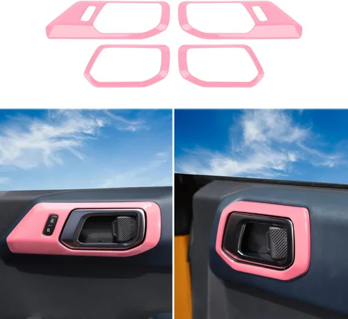 Vista 9 de RAZPOY Accesorios para Ford Bronco 2021 2022 Cubierta de manija de puerta interior Marco Adhesivo protector Decoración interior (negro)