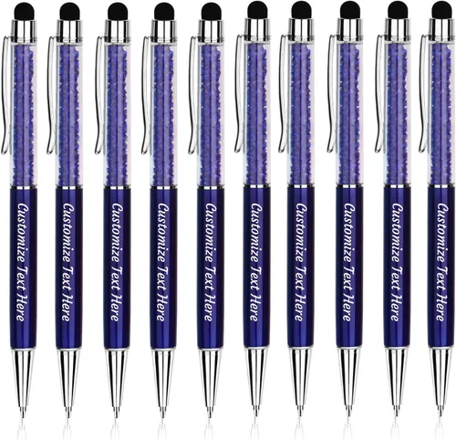 Vista 11 de Bolígrafos personalizados – Bolígrafos de cristal personalizados con tinta negra – Lápiz capacitivo personalizado a granel con tu nombre o masaje