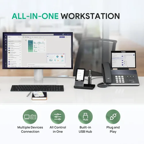 Vista 4 de Yealink WH67 Auriculares Inalámbricos DECT Actualizados, Certificados para Teams, Compatible con Teléfono de Escritorio, PC, Teléfono Móvil