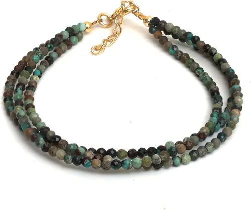 Vista 20 de Gempires - Pulseras de cuentas naturales de múltiples hebras, ligeras, hechas a mano, hipoalergénicas, de 8 pulgadas, chapadas en oro, elegantes