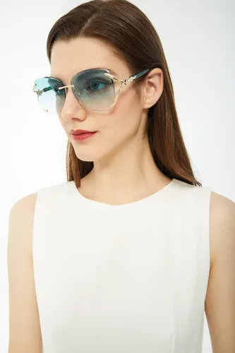 Vista 3 de VOLCHIEN Gafas de sol sin montura para mujer montura brillante lentes redondas montura de metal gafas de sol para mujeres y hombres VC1012