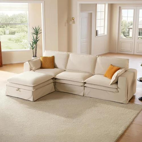 Vista 11 de Sofá modular lavable de gran tamaño de 89 pulgadas, sofá nube con funda totalmente extraíble, sofás seccionales para sala de estar, tela