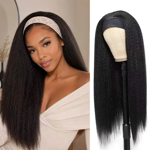Vista 27 de Peluca con Diadema de Cabello Virgen Rubio Degradado con Ondas Profundas, Pelucas de Cabello Virgen de 8 Pulgadas, Sin Encaje Frontal para Mujeres
