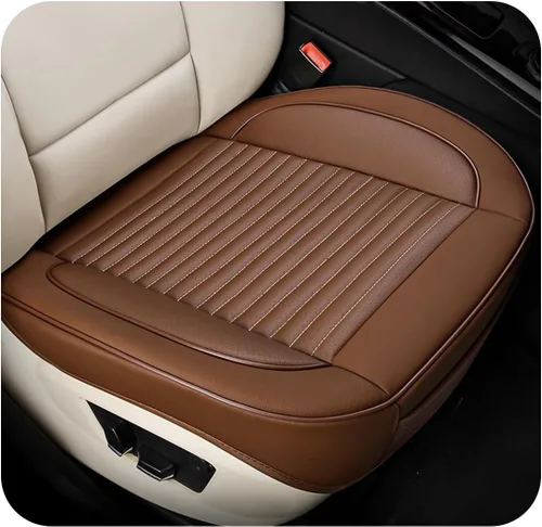 Vista 11 de Funda de cuero para asiento de automóvil, funda de cojín de cuero para asiento delantero y inferior con bolsillo de almacenamiento, protector