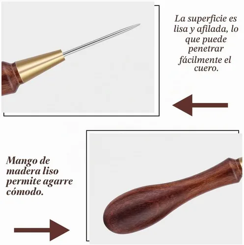 Vista 3 de DIUDUS - Punzón de cuero para rascar con mango de madera, herramienta de punzón para rascar