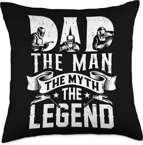 Vista 4 de Welder Dad The Man Myth Legend Flame Metalsmith Fabricator Throw Pillow