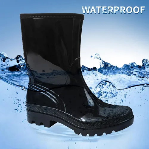 Vista 70 de DKSUKO Waterproof Womens Rain Boots insulated,Lightweight Rubber fashion Boots in Gardening,Warm and Comfortable Wide Calf Rain Boots with Glossy in