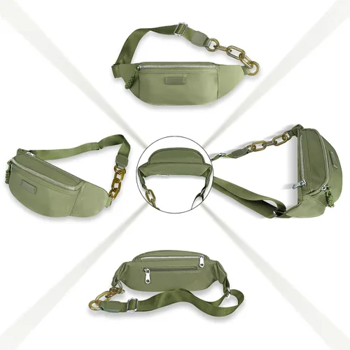 Vista 5 de Bolso pequeño de la honda para las mujeres del riñonera de nylon con la correa ajustable, Verde