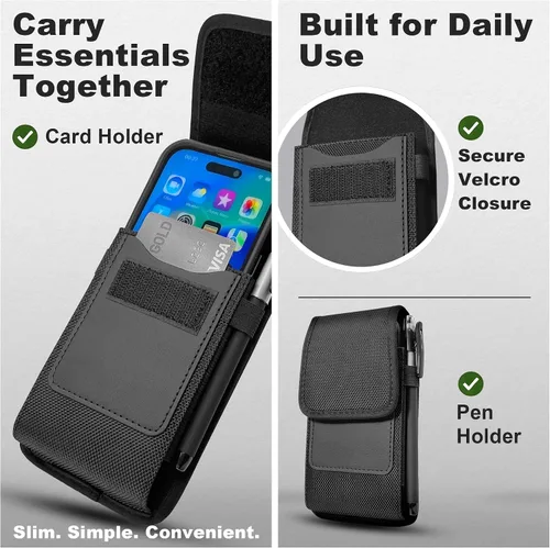 Vista 4 de Funda Meilib para iPhone Pro Max, modelos Plus, Samsung Galaxy +Plus/Fe Meilib - Funda para cinturón de teléfono celular para hombre