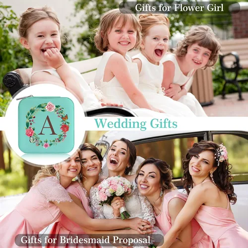 Vista 4 de Parima Regalo de Navidad para mujeres y niñas Idea de regalo para adolescentes adolescentes Joyero de viaje con inicial azul Joyero pequeño