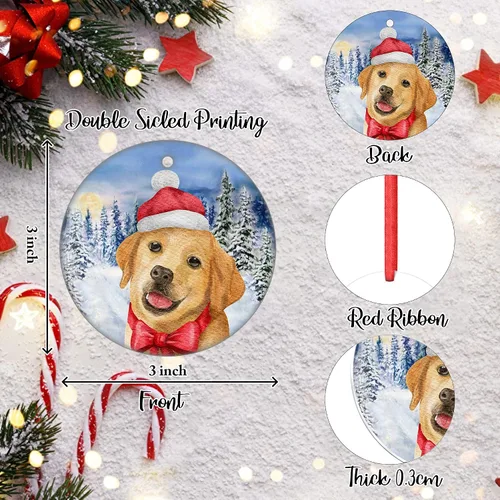 Vista 2 de Labrador Retriever Adorno de Navidad para perro para decoración del árbol de Navidad, copo de nieve, adorno de Navidad de invierno, adorno colgante
