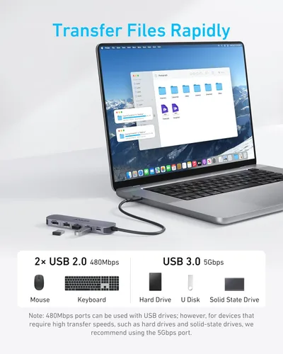 Vista 6 de Anker Hub USB-C, concentrador USB 5 en 1 para portátiles, adaptador