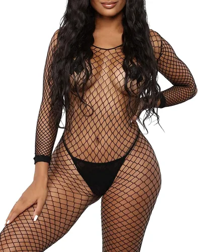 Vista 2 de Walang Lip Body sexy de malla para mujer, ropa interior de dormir de una pieza