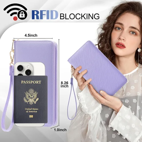 Vista 115 de Chelmon - Monedero para mujer de cuero genuino con bloqueo de señal RFID, para tarjetas de crédito