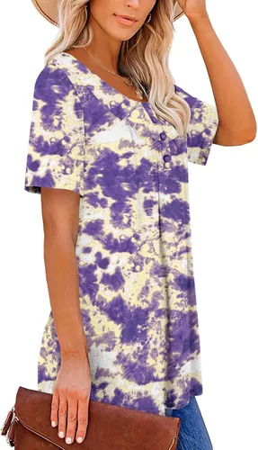 Vista 3 de ROSELINLIN - Camisas de manga corta para mujer, ajuste holgado, tops de verano para leggings