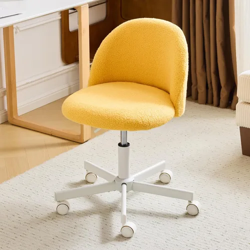 Vista 9 de VINGLI Silla de caramelo linda silla de escritorio sin brazos, cómoda silla de oficina pequeña con ruedas, silla de tocador, soporte lumbar, silla